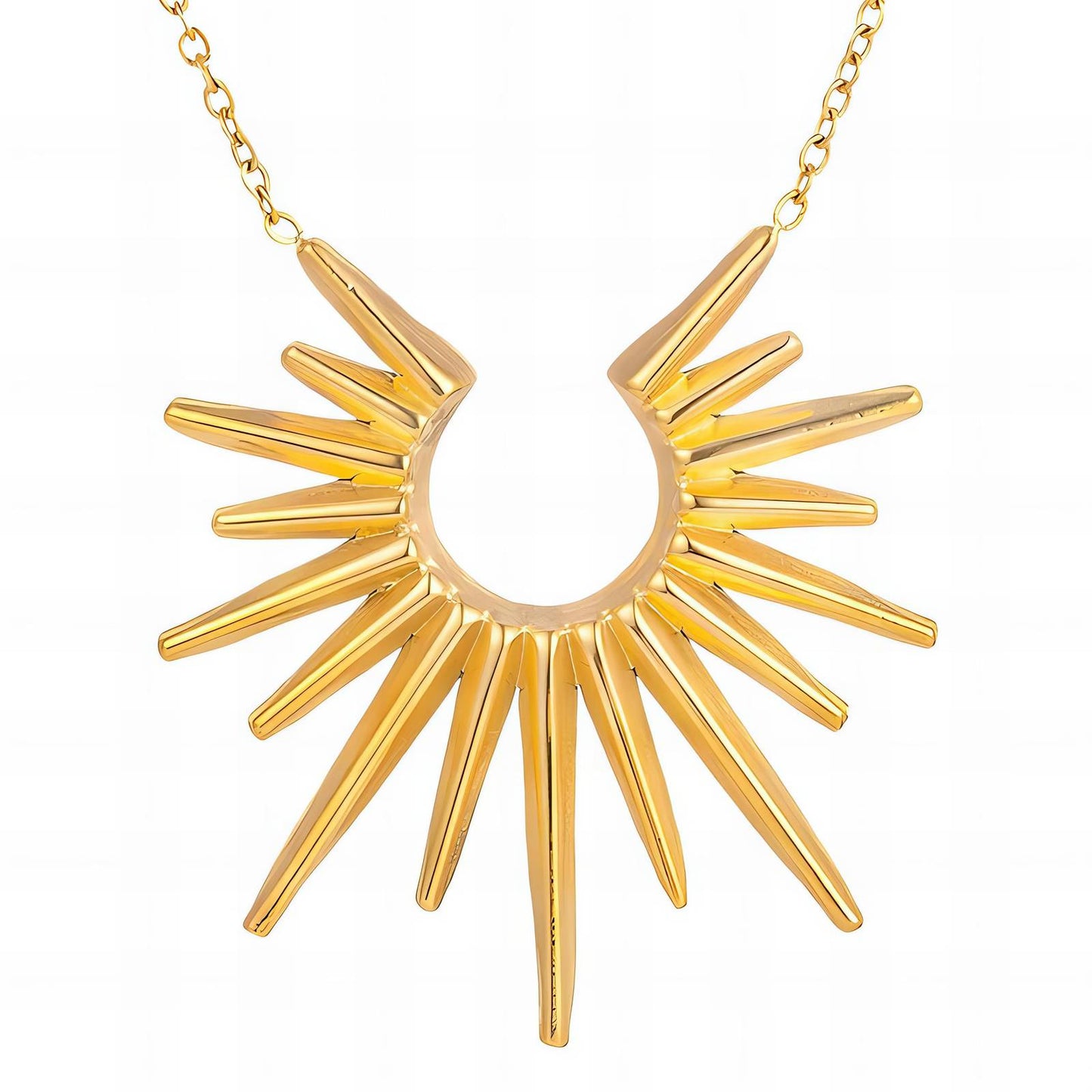 18K gold plated sun necklace gold stainless steel UAE Jewelique