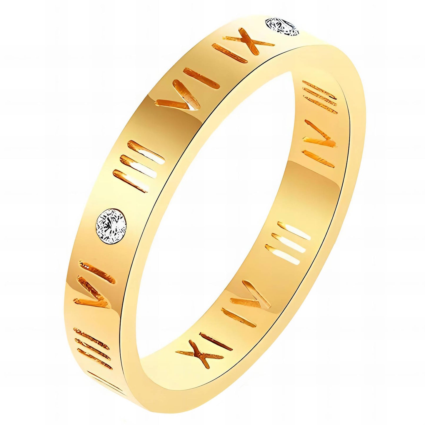18K gold plated Stainless steel romanian numbers finger ring