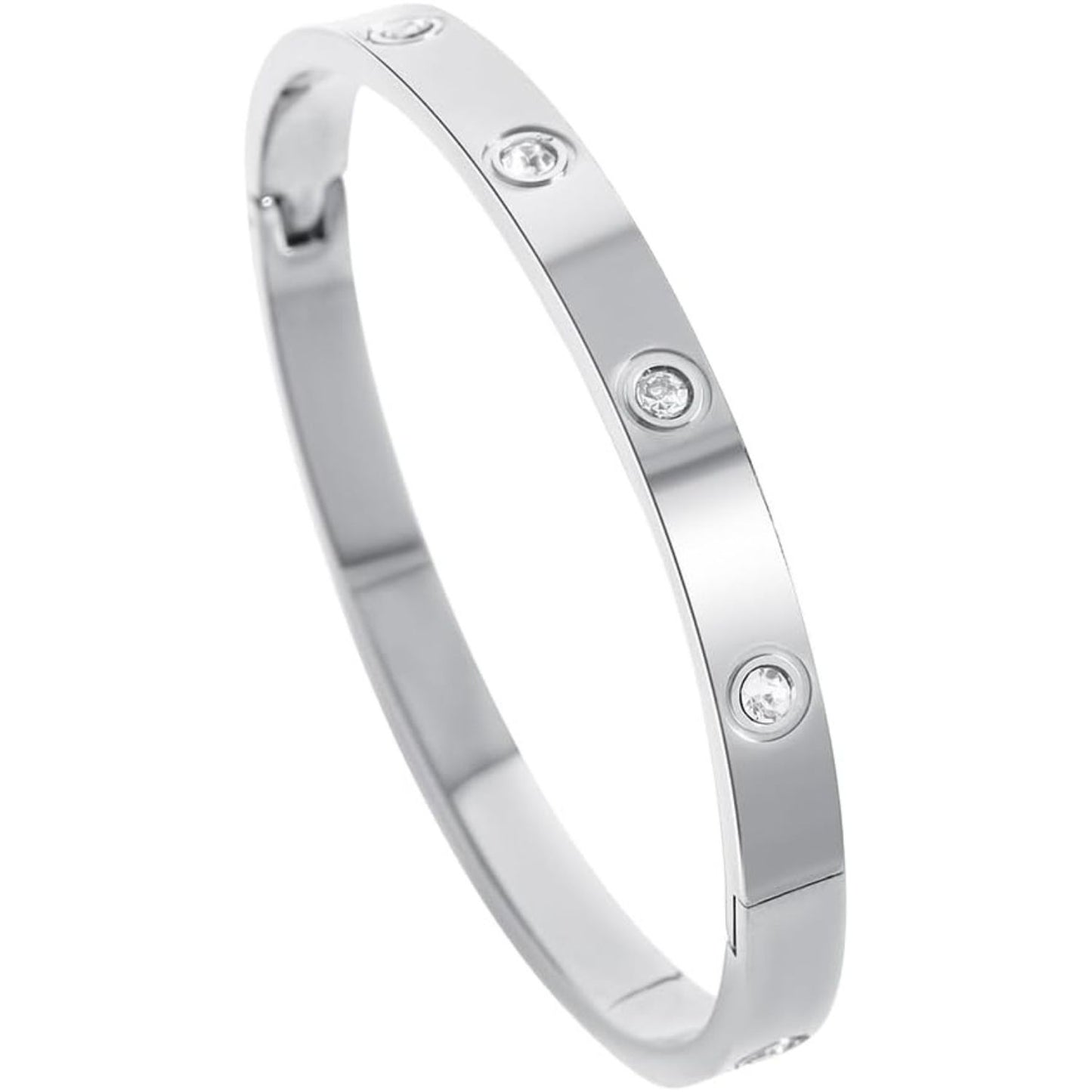 Cartier Silver Love Bangle with Diamonds