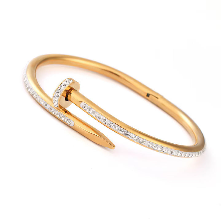 Gold Nail Bracelet with full diamonds