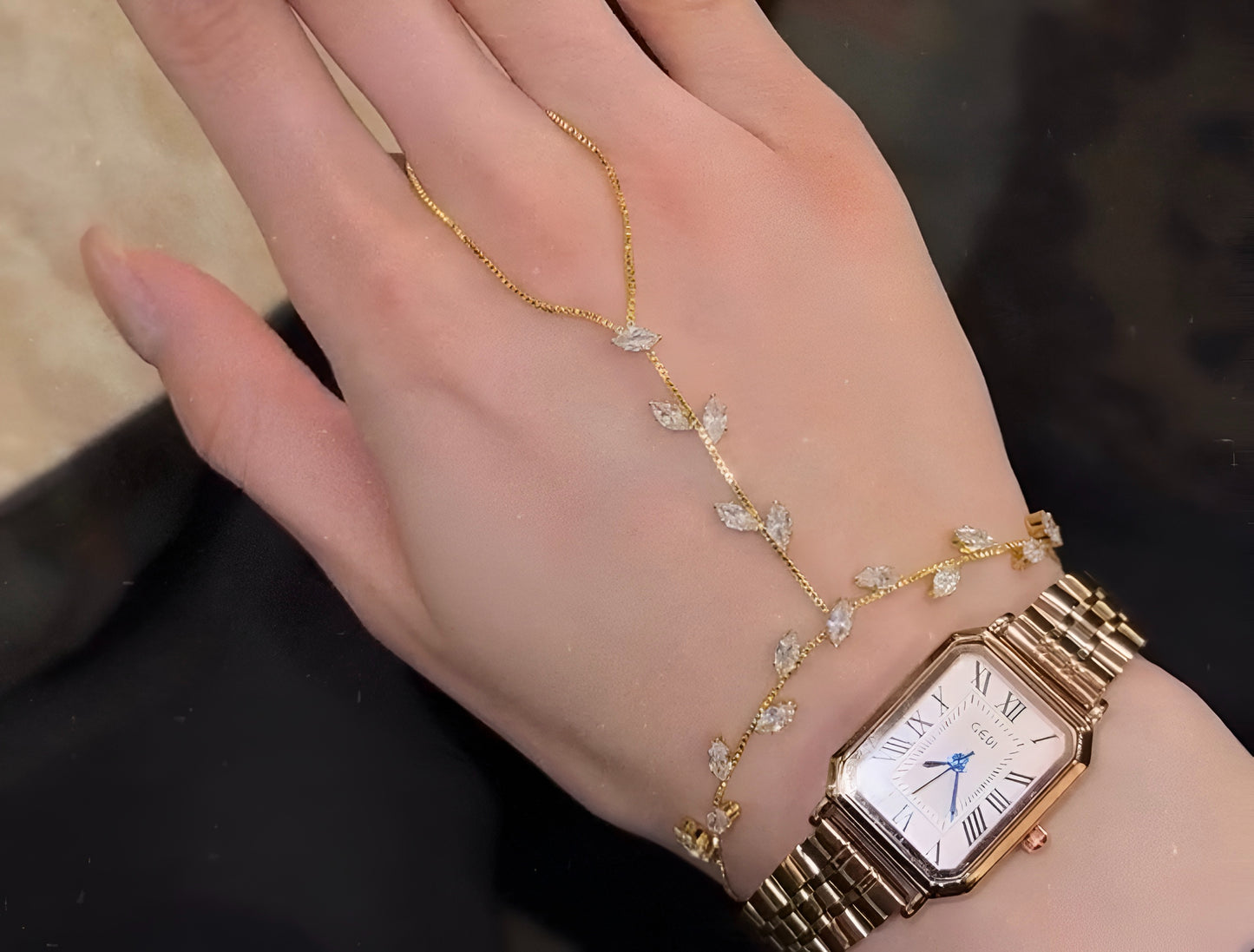 18K Gold Plated Y Thin Hand Chain