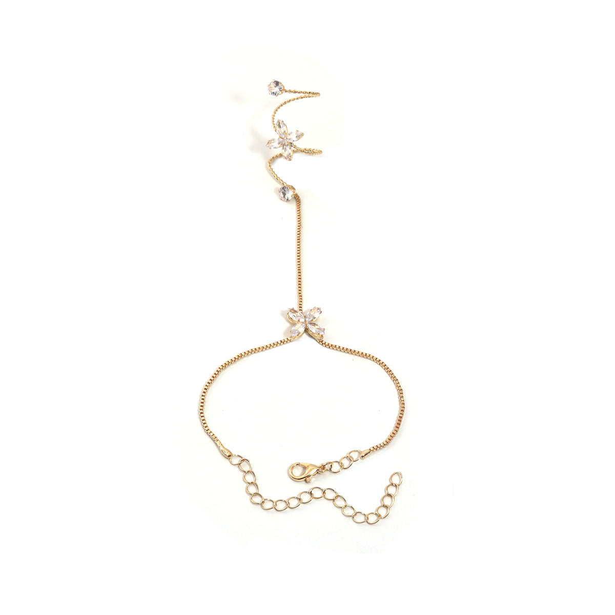 18K gold plated 2 stars hand chain close-up UAE
