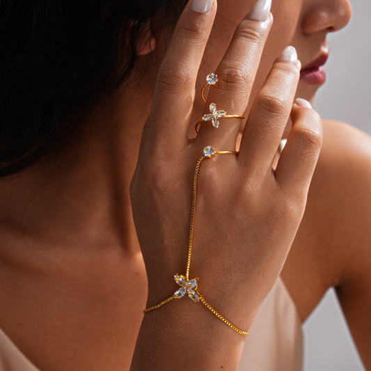 18K gold plated 2 stars hand chain gold UAE Jewelique