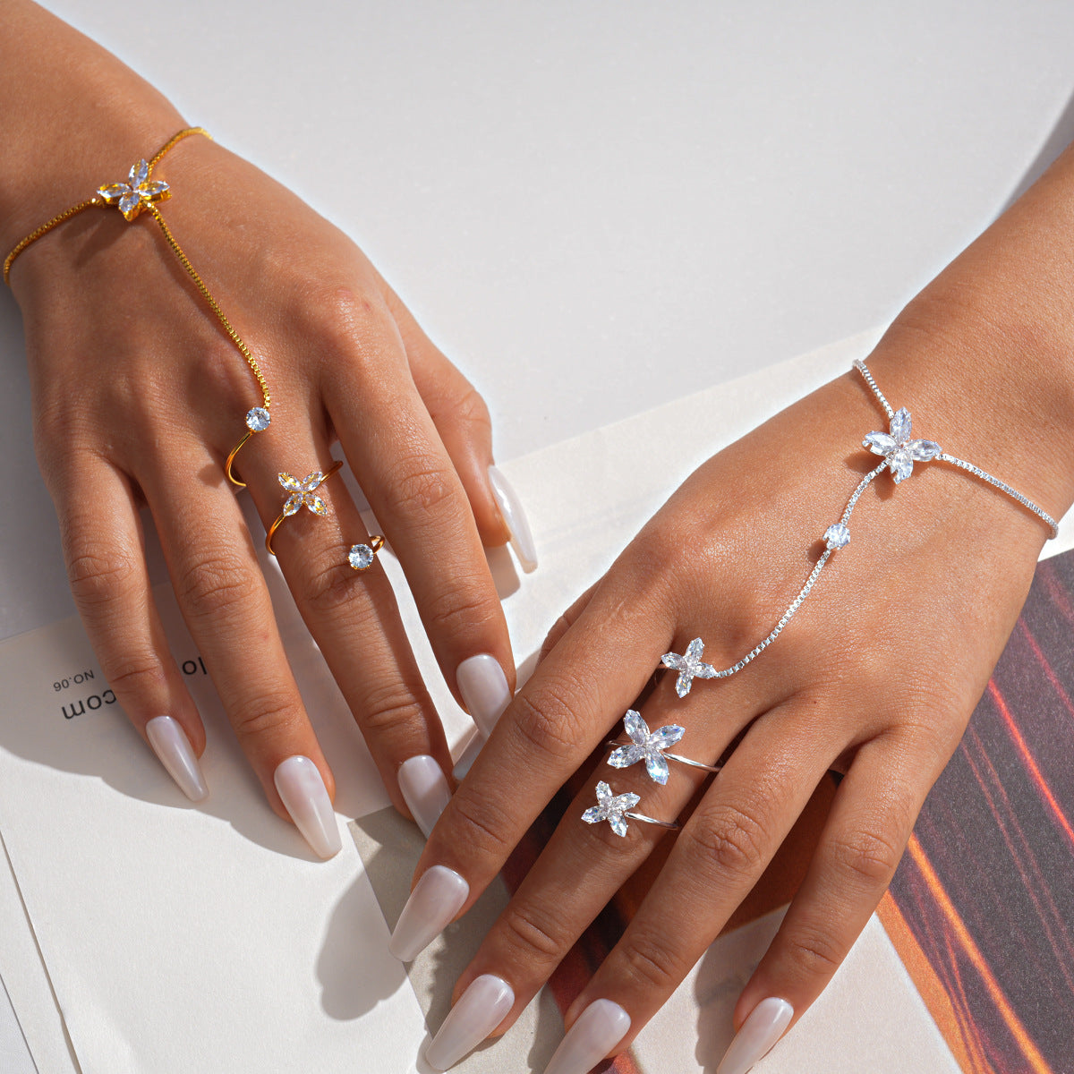 18K gold plated 2 stars hand chain silver UAE Jewelique