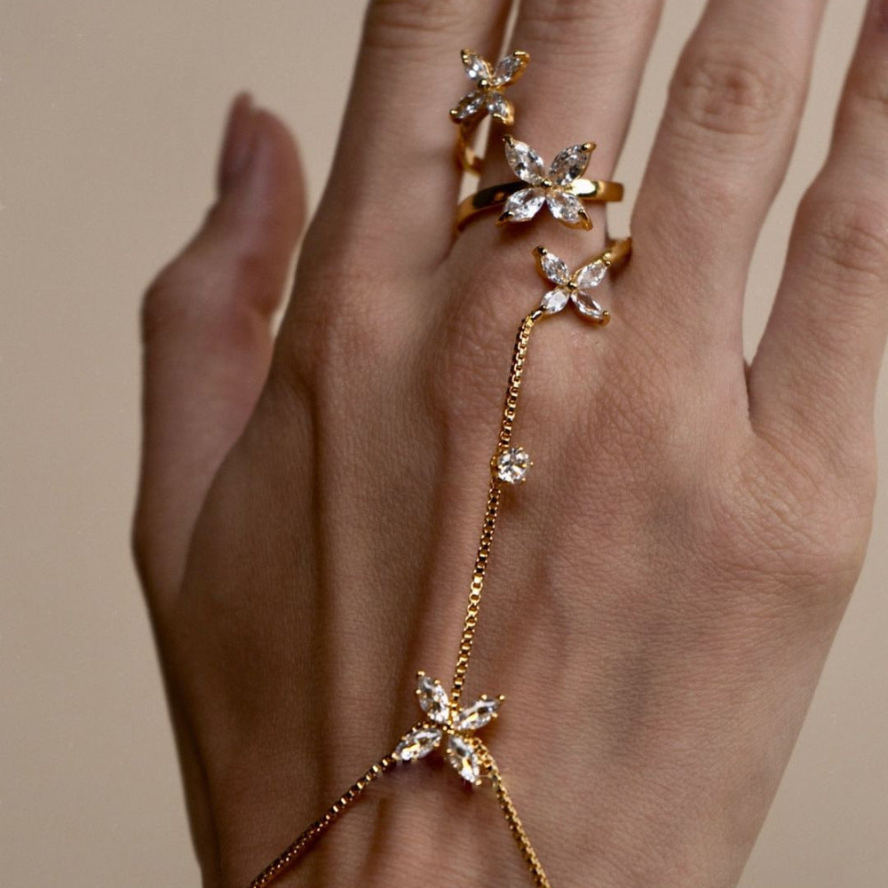 18K gold plated 4 stars hand chain worn UAE Jewelique