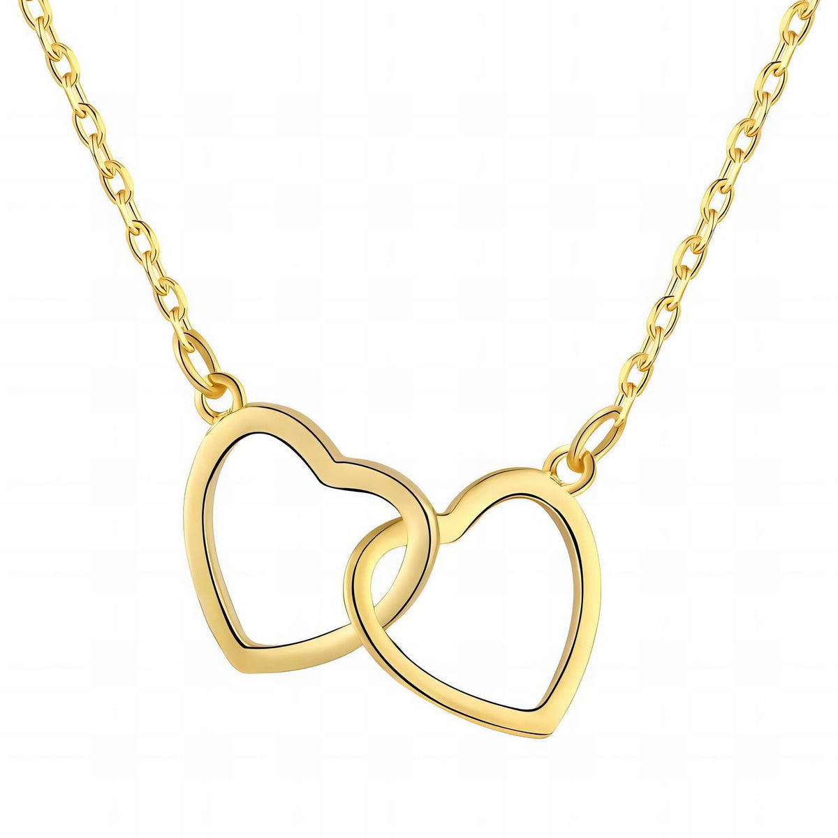 18K gold plated double hearts necklace gold stainless steel UAE Jewelique