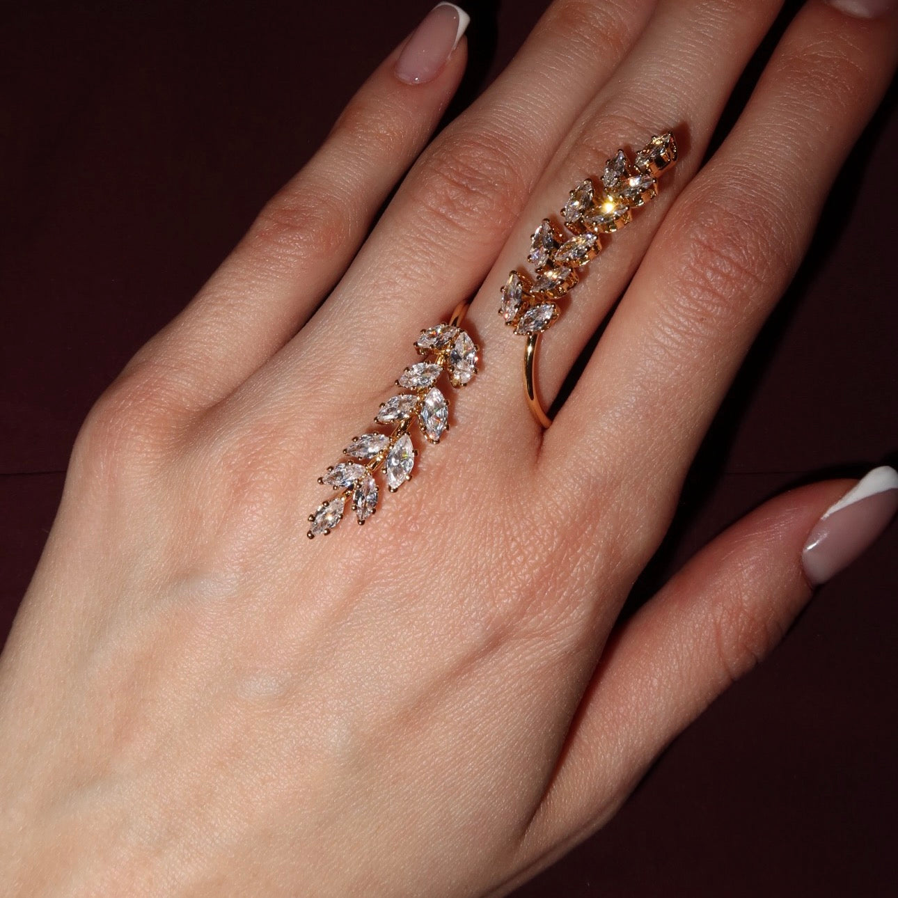 18K gold plated leaf ring close-up UAE Jewelique
