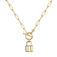 18K gold plated lock necklace gold stainless steel UAE Jewelique
