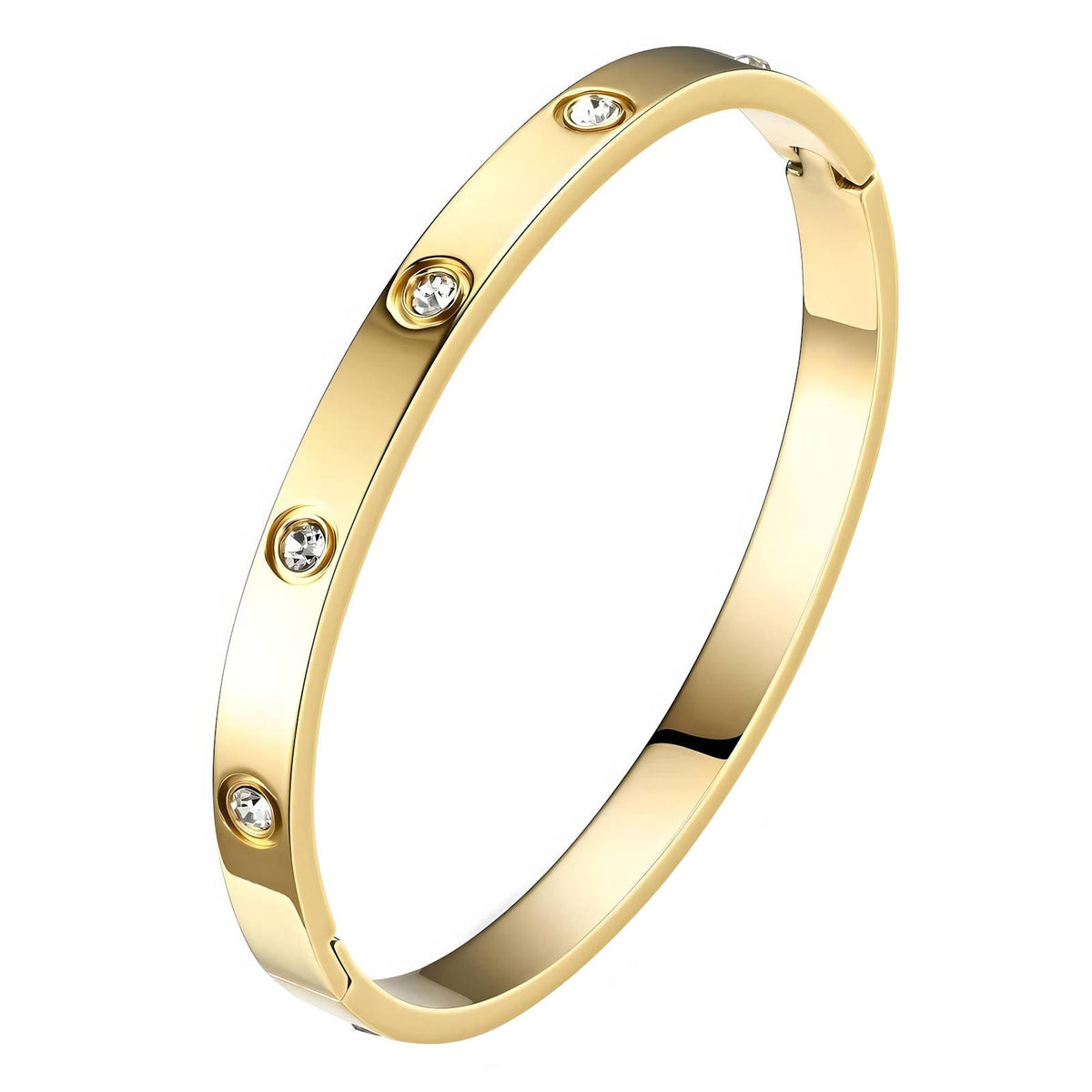 18K gold plated love bangle gold diamonds stainless steel UAE Jewelique