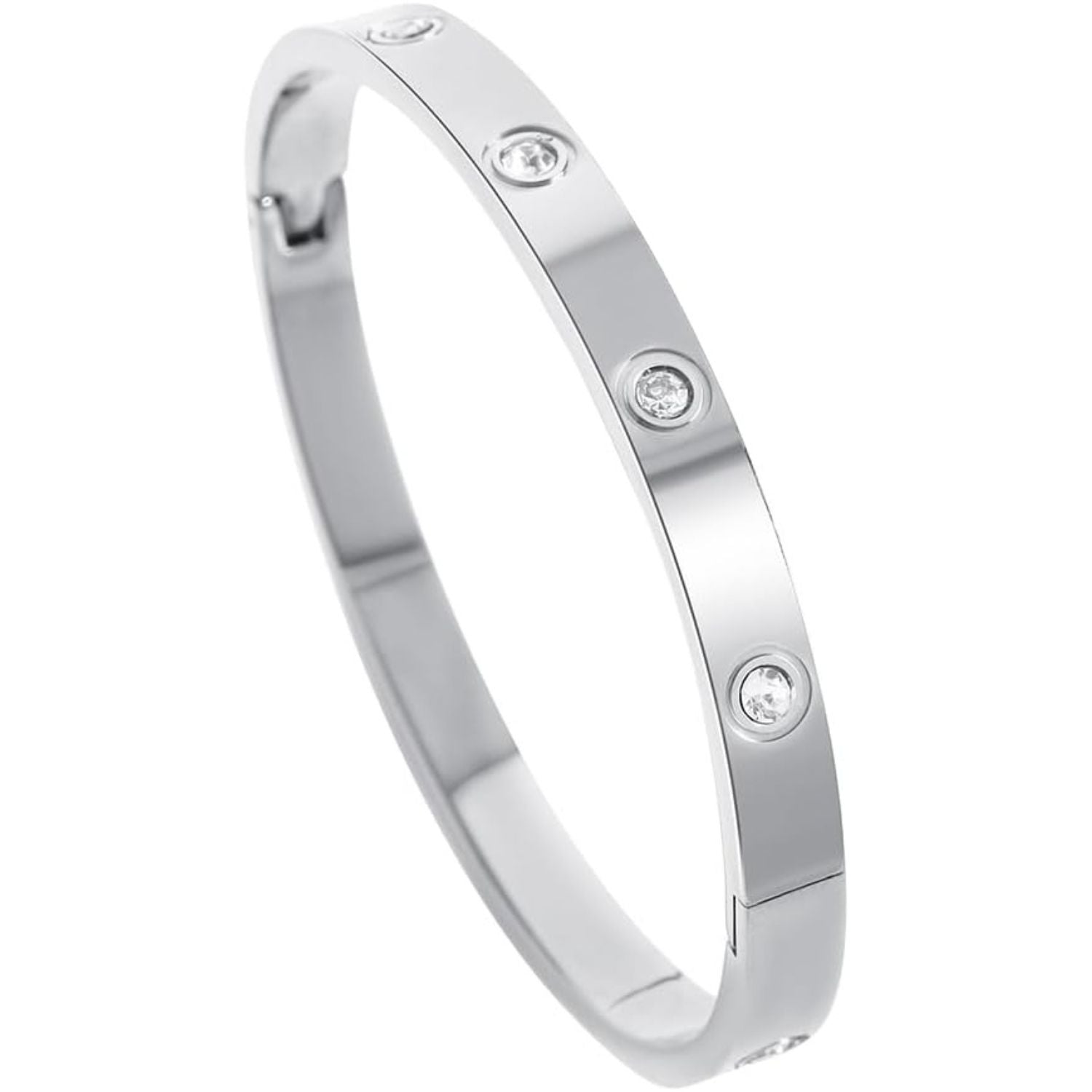 18K gold plated love bangle silver diamonds stainless steel UAE