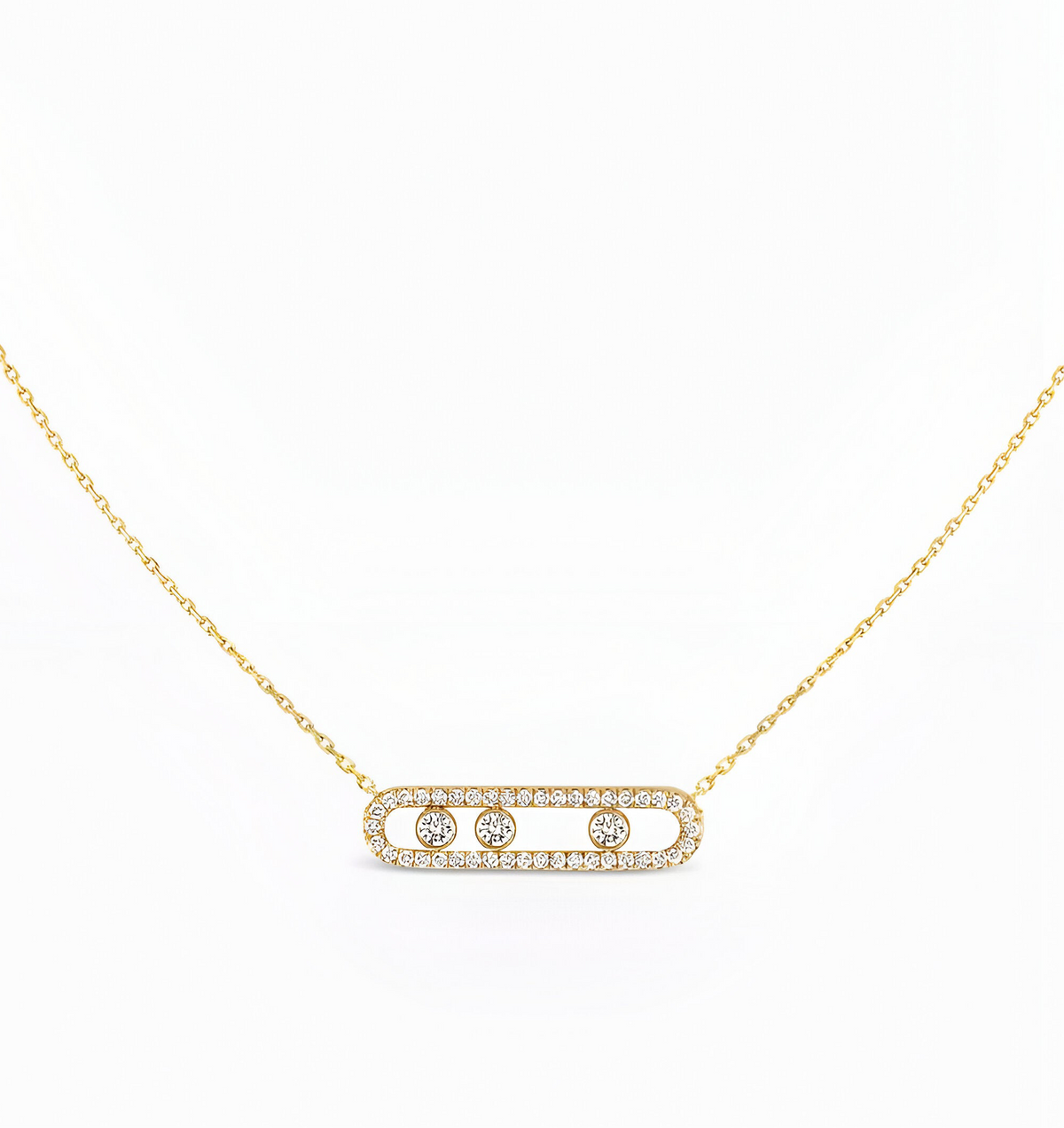 18K gold plated Mesica necklace gold stainless steel UAE Jewelique