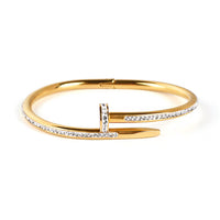 18K gold plated nail bangle full diamonds angled view UAE Jewelique