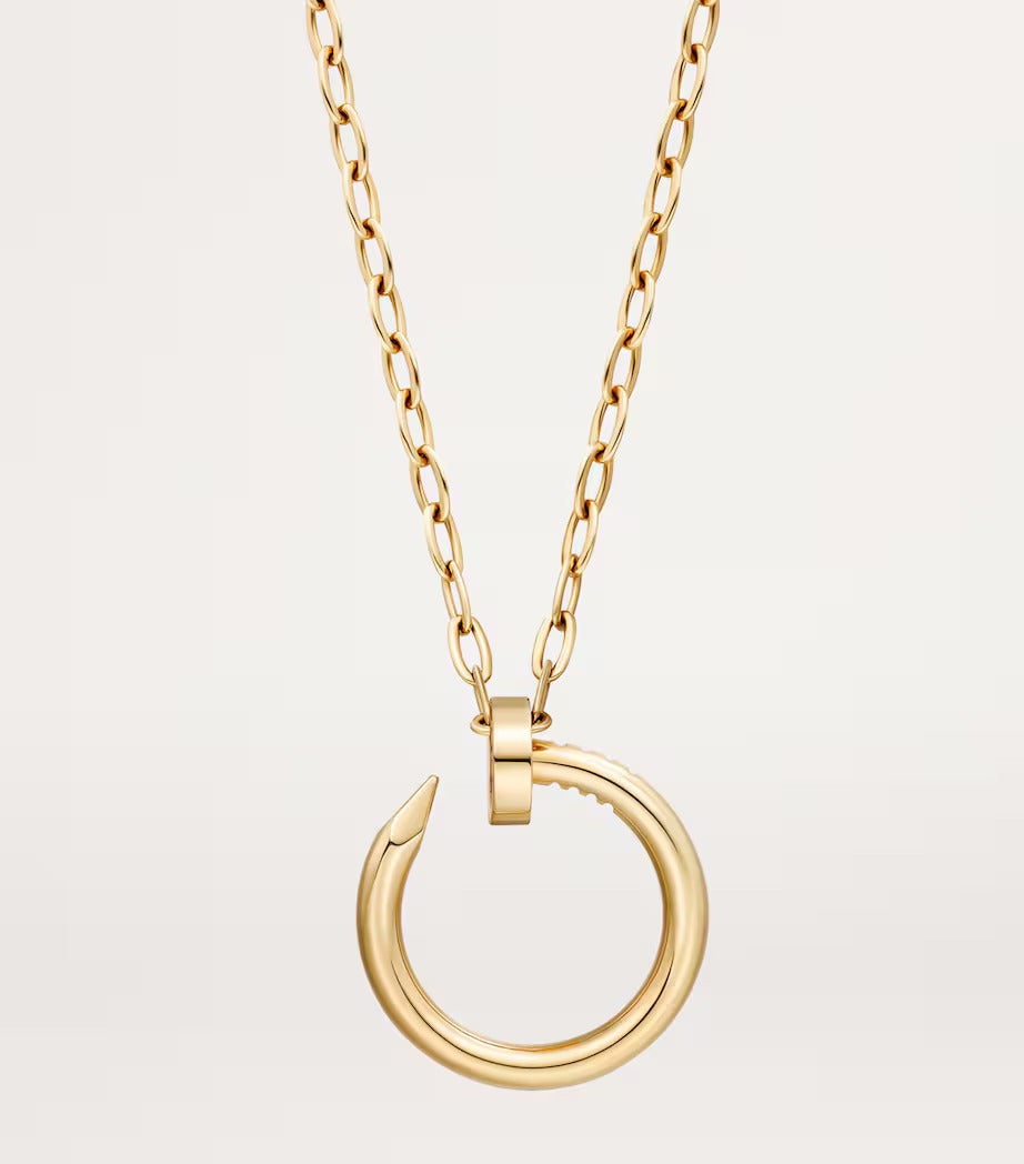 18K gold plated nail necklace close-up with stones UAE