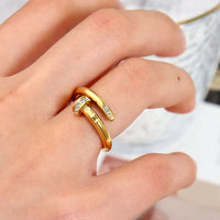 18K gold plated nail ring silver close-up UAE Jewelique