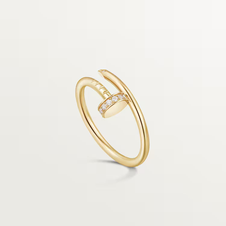 18K gold plated nail ring silver with stones UAE Jewelique
