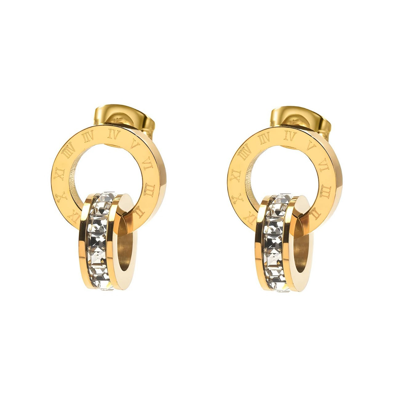 18K gold plated Romanian earrings gold stainless steel UAE Jewelique