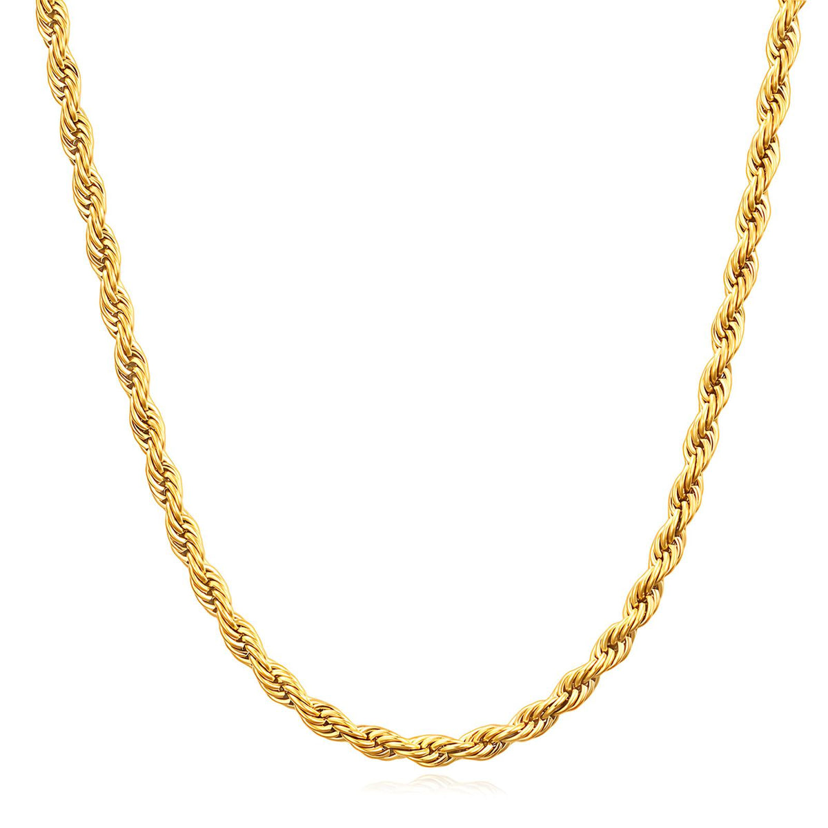 18K gold plated rope necklace gold stainless steel UAE Jewelique
