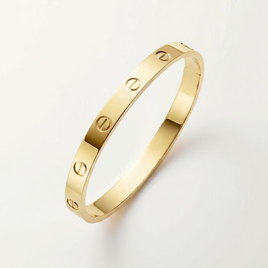 18K gold plated screw bangle gold stainless steel UAE Jewelique