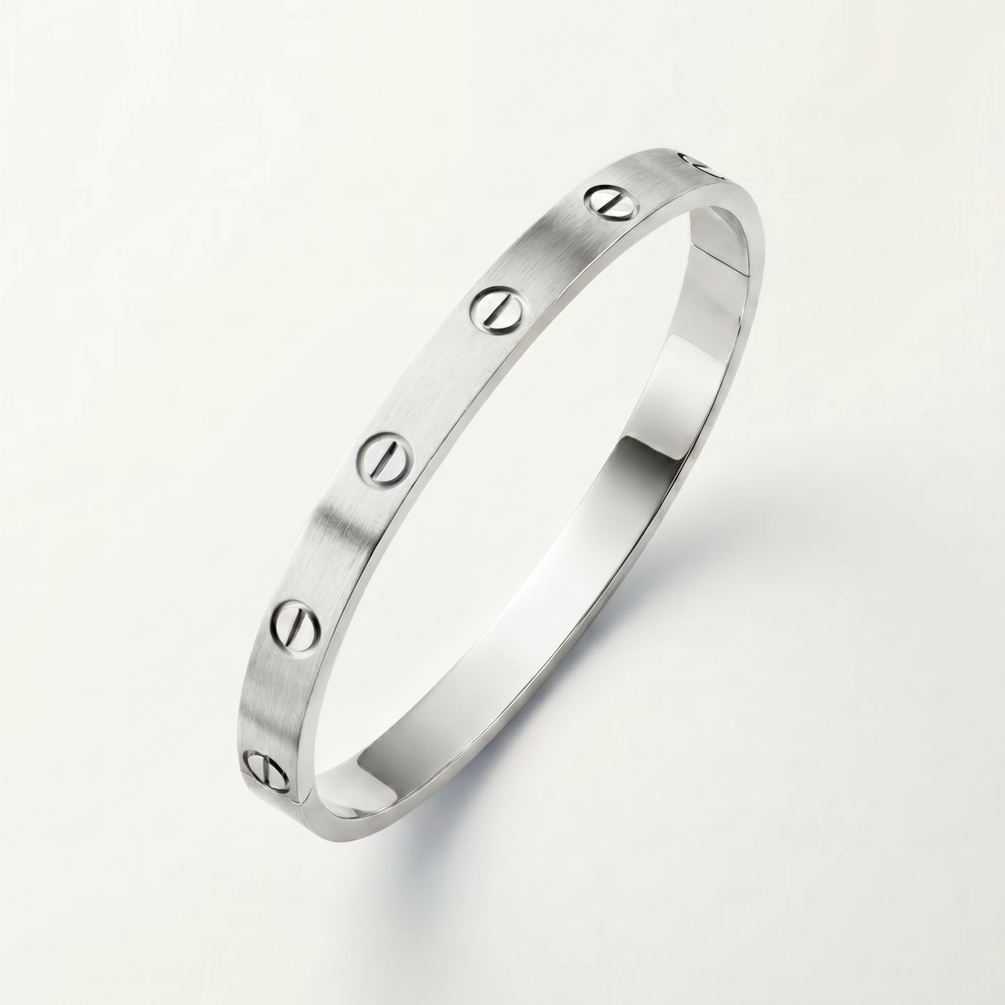 18K gold plated screw bangle silver stainless steel UAE Jewelique