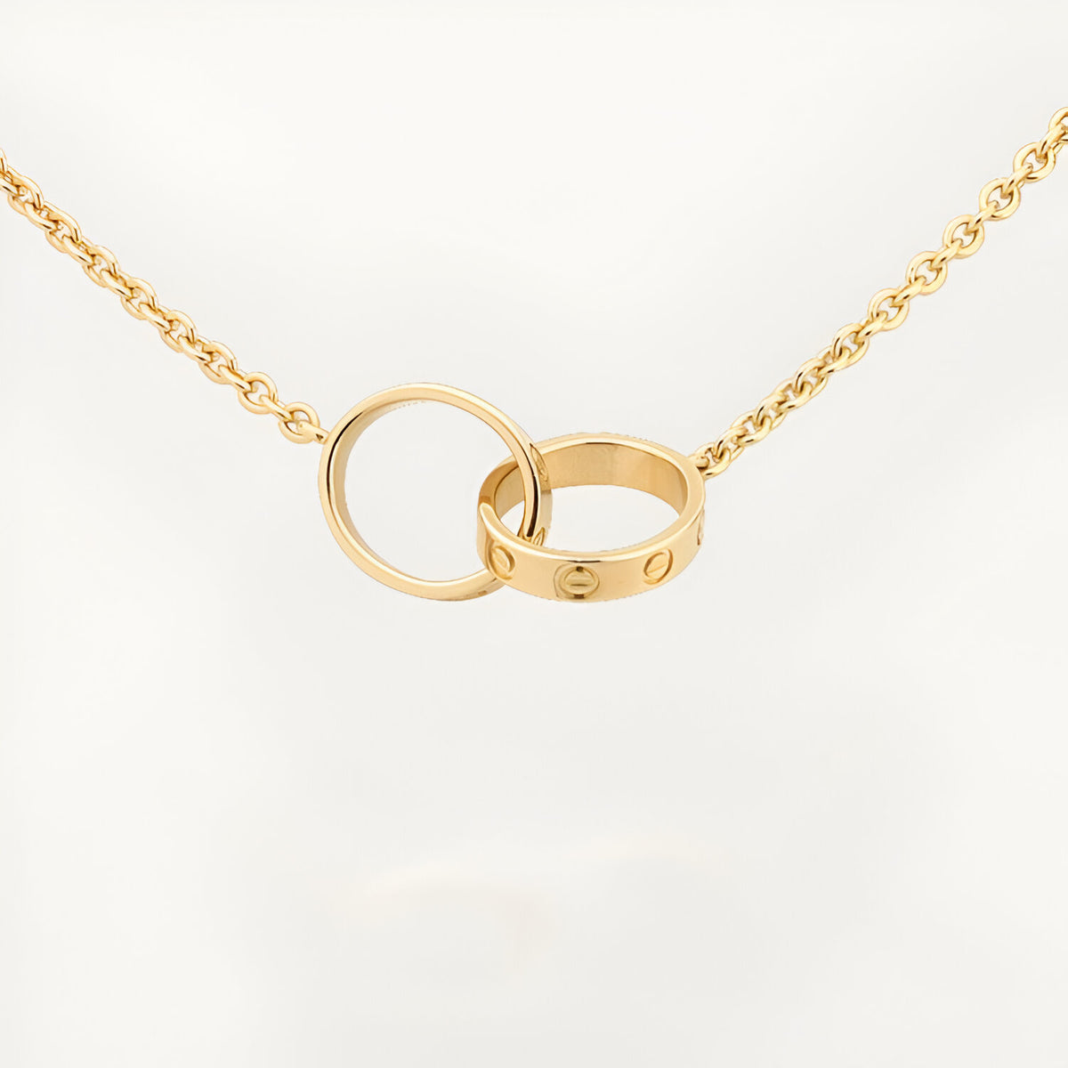 18K gold plated screw rings necklace gold UAE Jewelique
