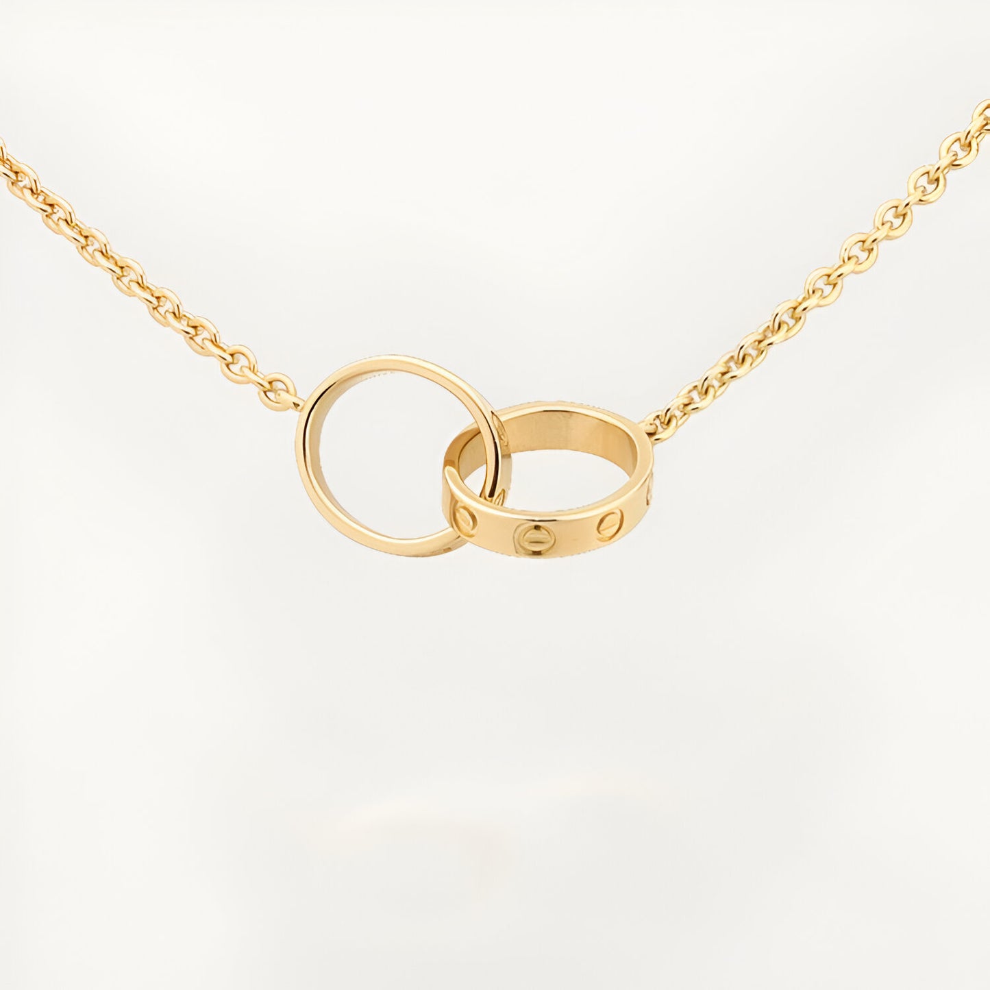 18K gold plated screw rings necklace gold UAE Jewelique