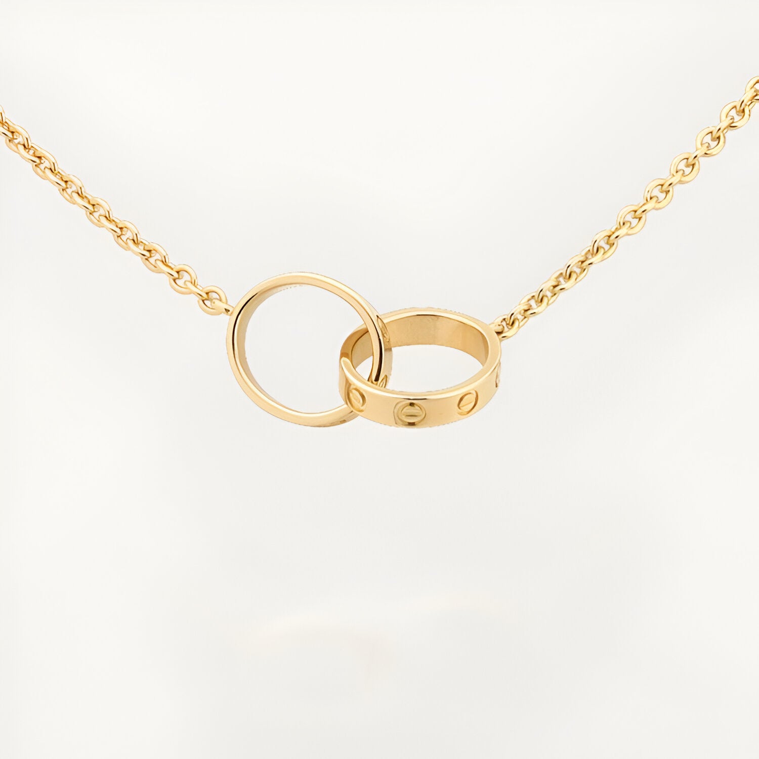 18K gold plated screw rings necklace gold UAE Jewelique