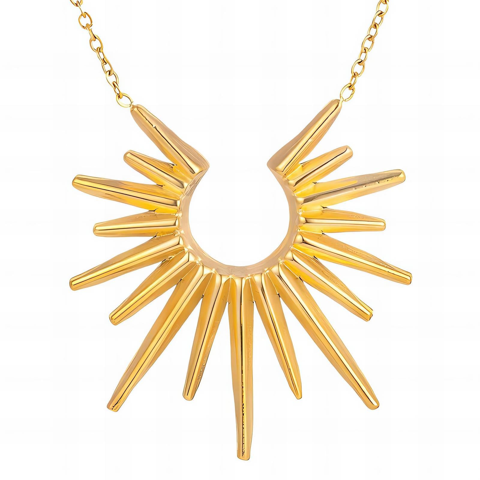 18K gold plated sun necklace gold stainless steel UAE Jewelique