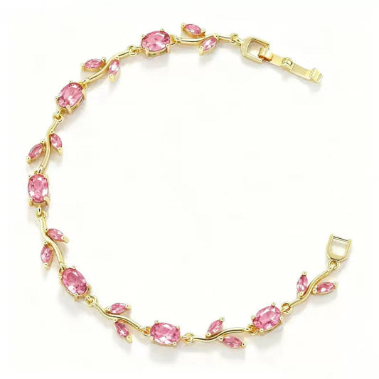 18K gold plated tulip bracelet red stainless steel UAE Jewelique