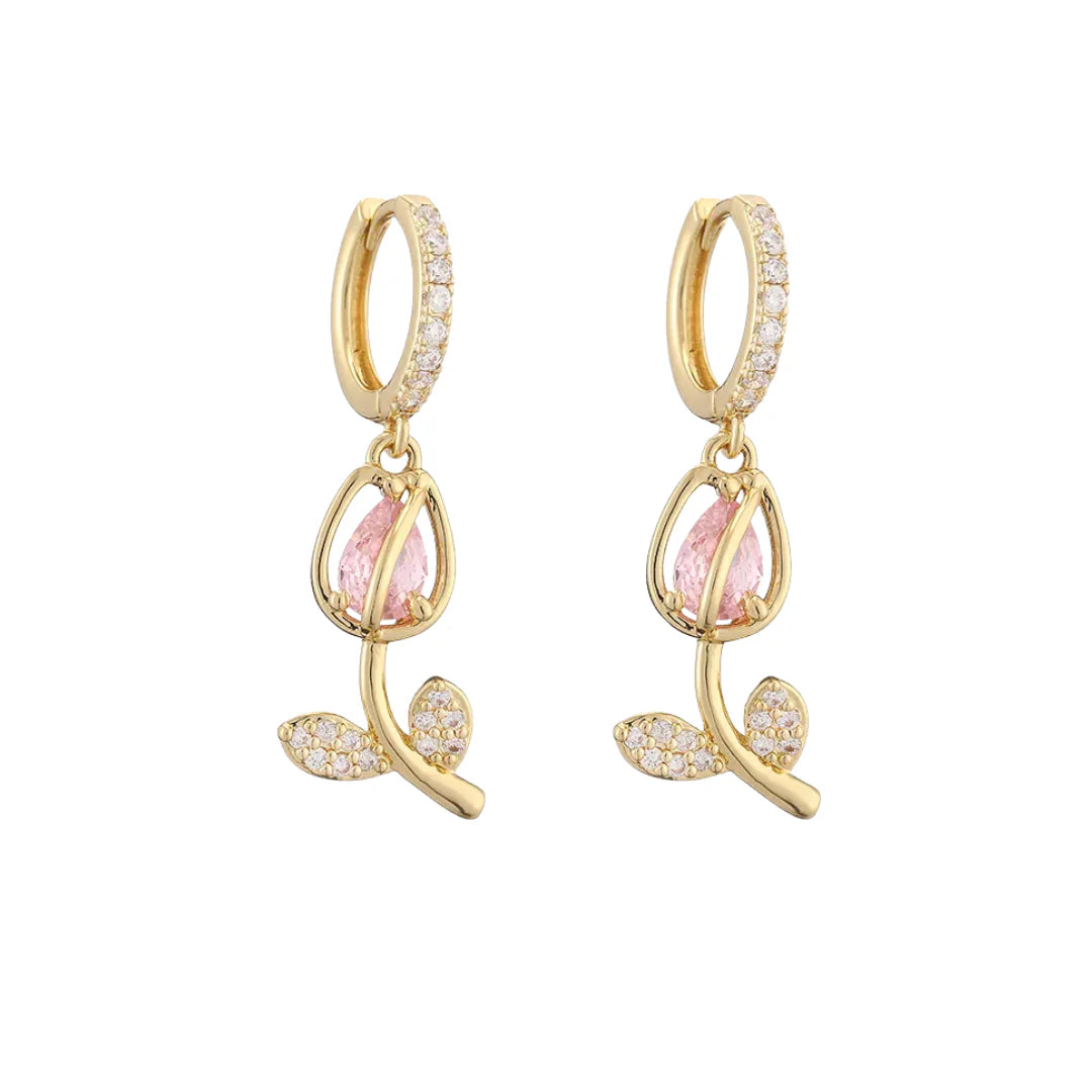 18K gold plated tulip earrings gold stainless steel UAE Jewelique