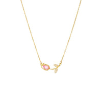 18K gold plated tulip necklace worn model UAE Jewelique
