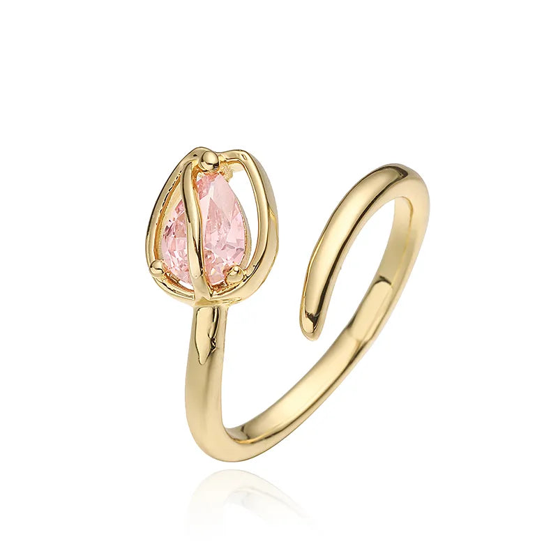 18K gold plated tulip ring gold stainless steel waterproof UAE Jewelique