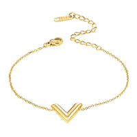 18K gold plated V bracelet gold adjustable stainless steel UAE Jewelique