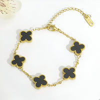 18K gold plated VC bracelet black four leaf clover UAE Jewelique