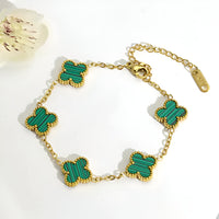 18K gold plated VC bracelet green four leaf clover UAE Jewelique