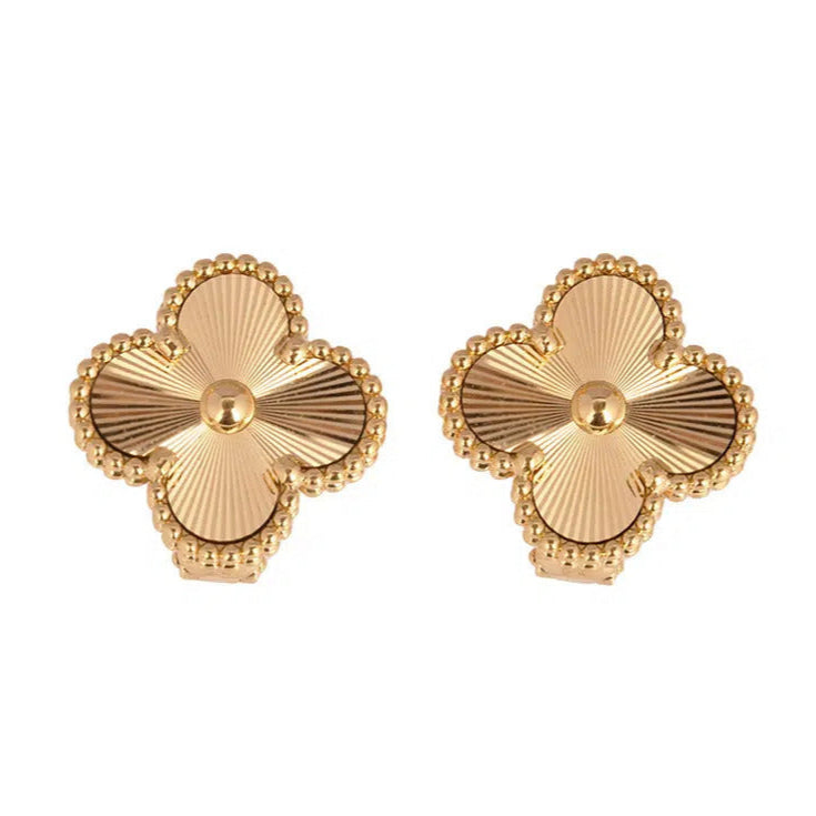 18K gold plated VC earrings five motif gold front view UAE