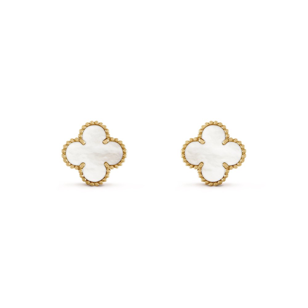 18K gold plated VC earrings white mother of pearl gold UAE Jewelique