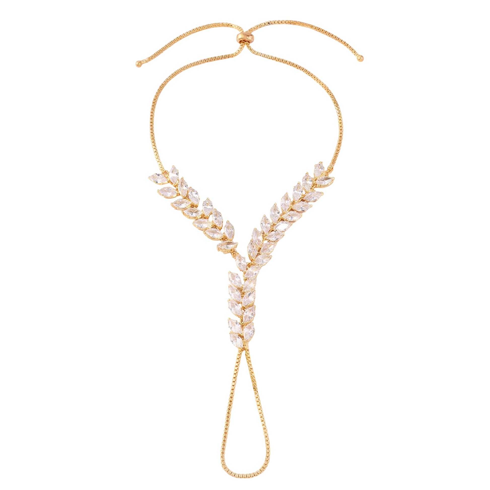 18K gold plated Y thick hand chain worn wrist UAE Jewelique