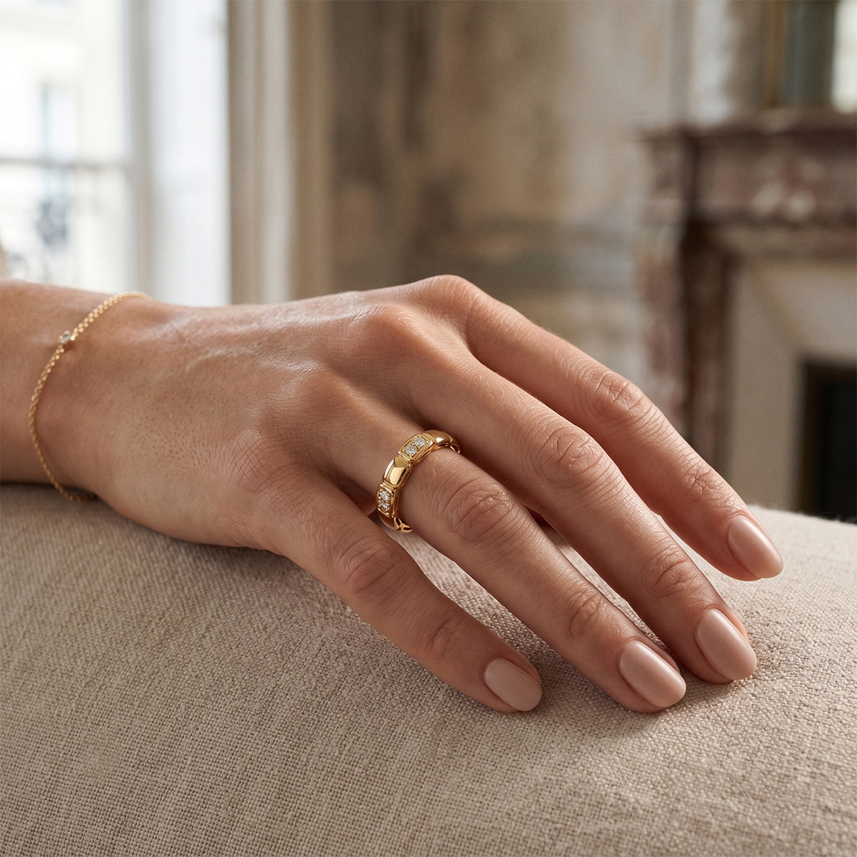 18K Gold Plated S Ring