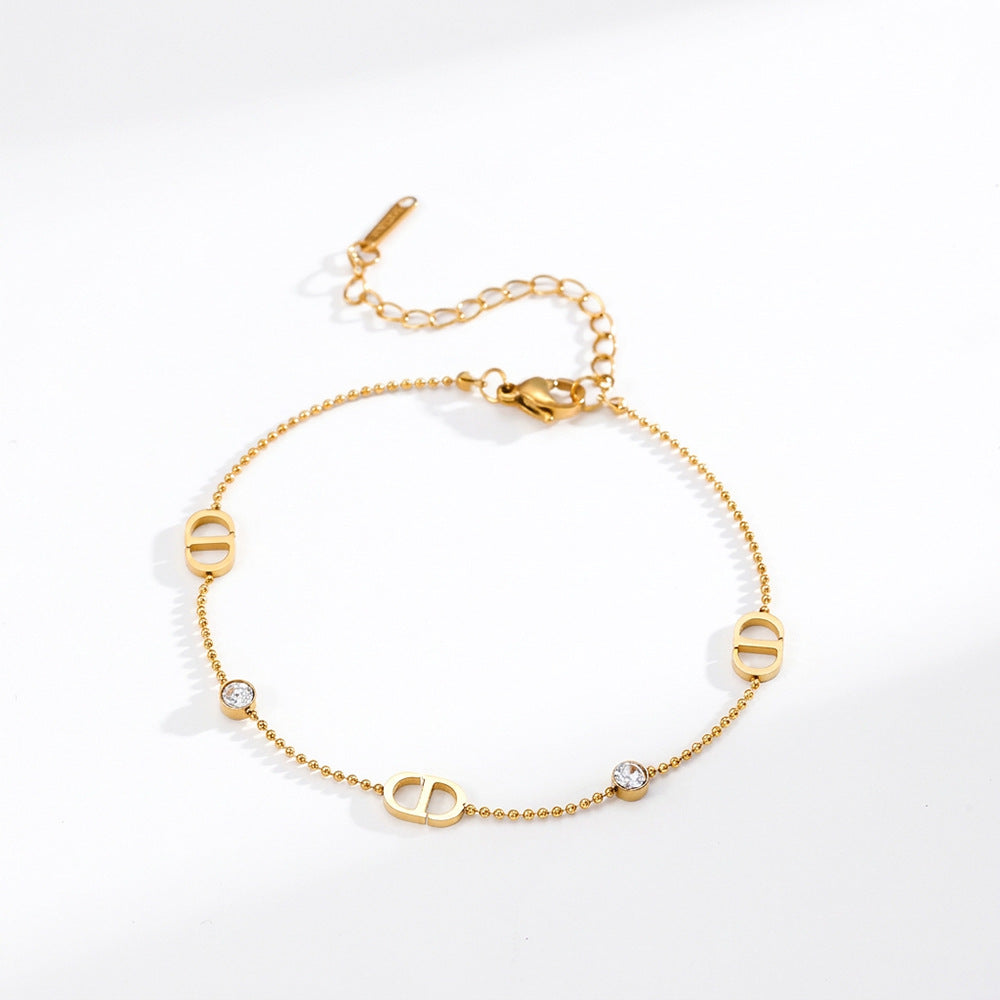 18K Gold Plated D Bracelet