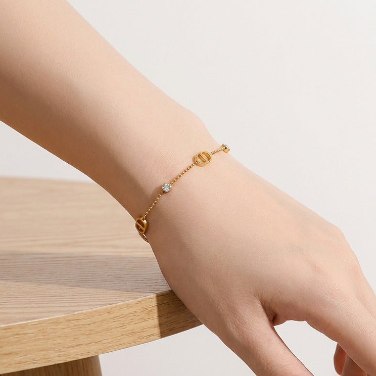 18K Gold Plated D Bracelet