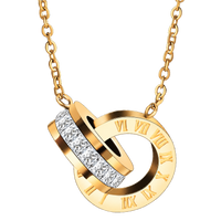 18K Gold Plated 2 Romanian Rings Necklace in gold — front light | Jewelique UAE