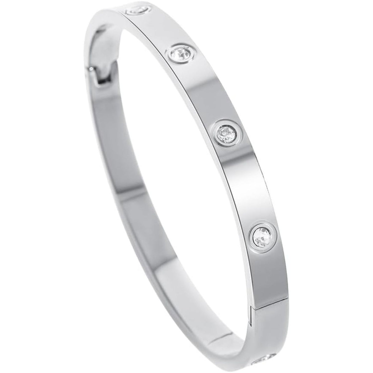 18K Gold Plated Love Bangle in silver — diamonds | Jewelique UAE
