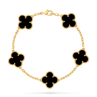 18K Gold Plated Original VC Bracelet in black — clean clasp | Jewelique UAE