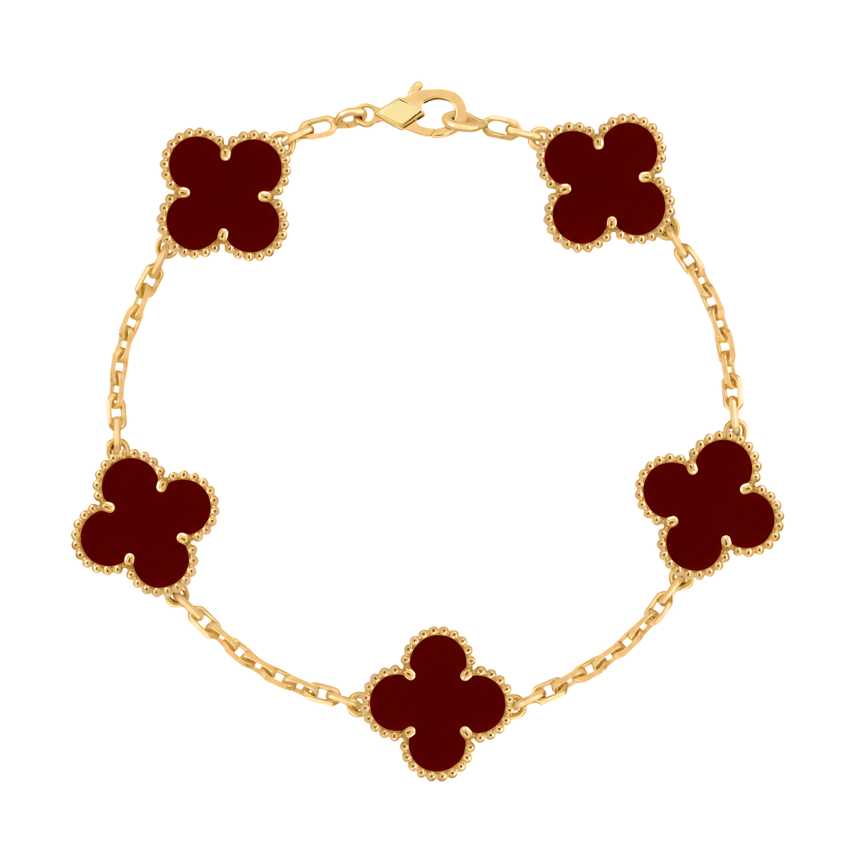 18K Gold Plated Original VC Bracelet in dark red — clean clasp | Jewelique UAE