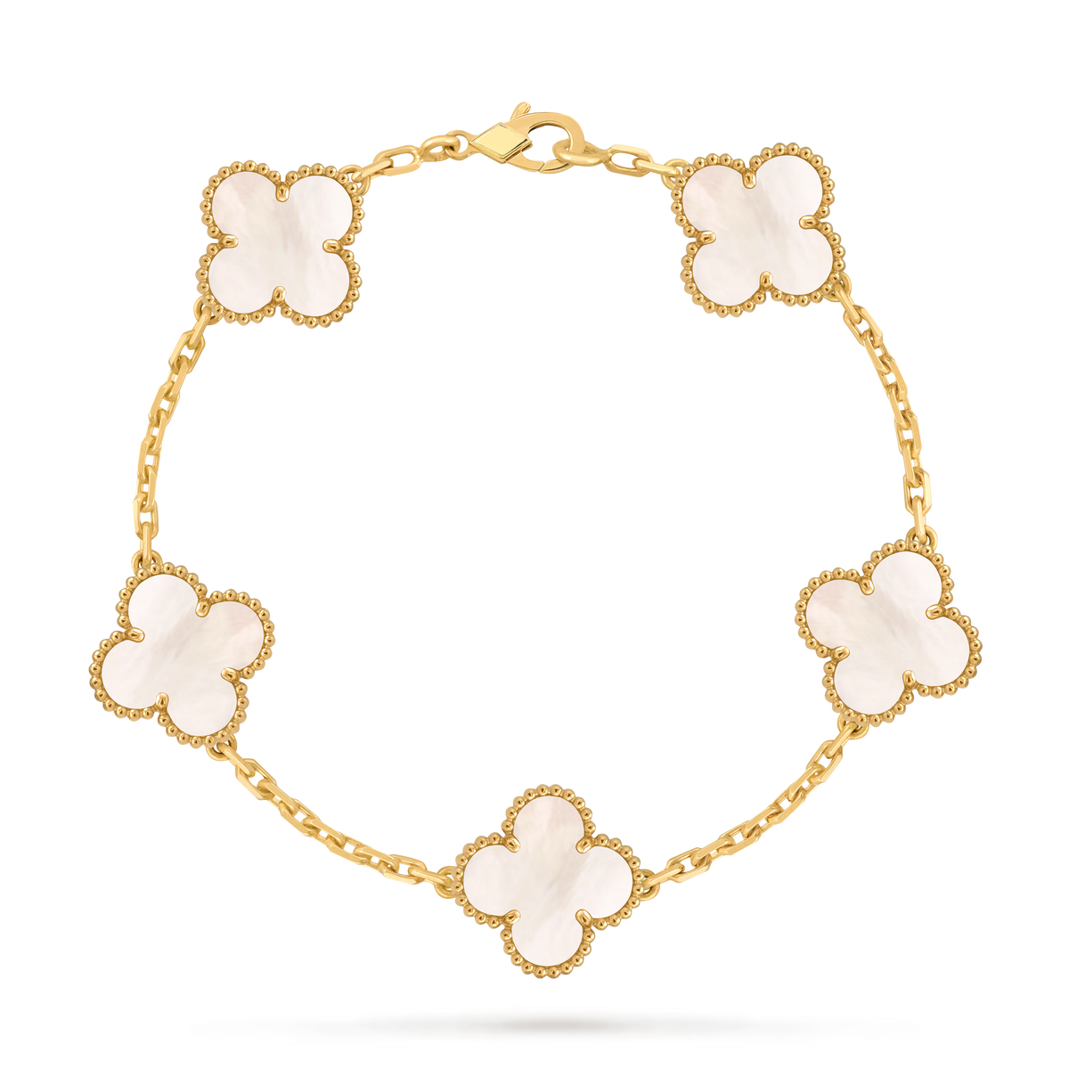 18K Gold Plated Original VC Bracelet in white — clean clasp | Jewelique UAE