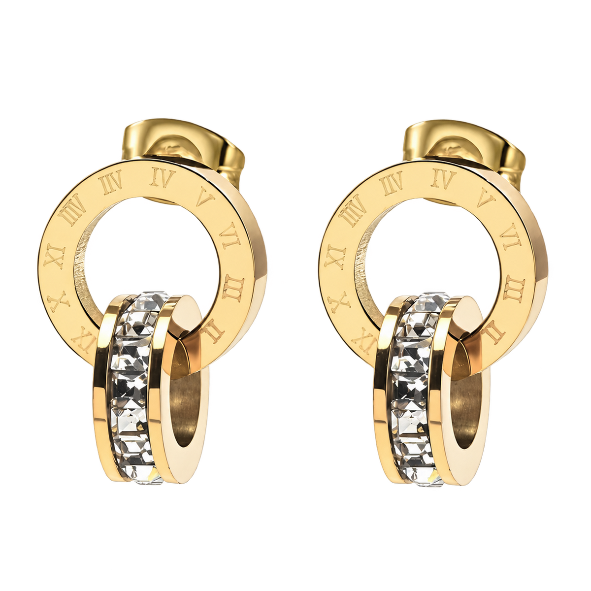 18K Gold Plated Romanian Earrings in gold — light | Jewelique UAE