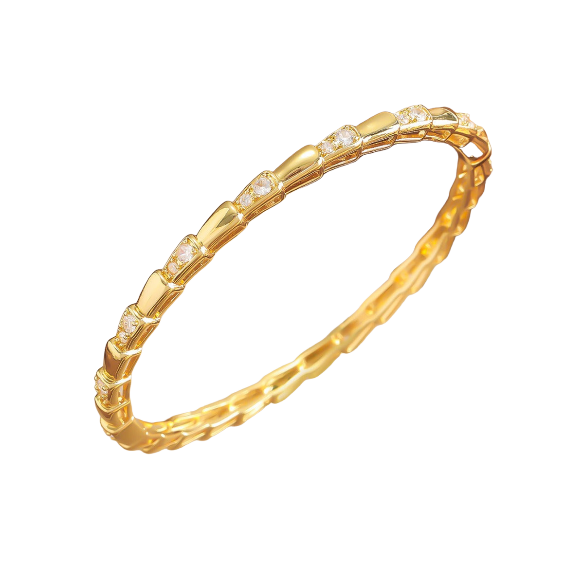 18K Gold Plated S Bangle — angle | Jewelique UAE