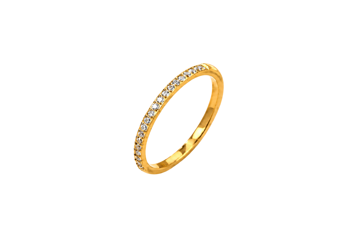 18K Gold Plated Tennis Ring in gold | Jewelique UAE