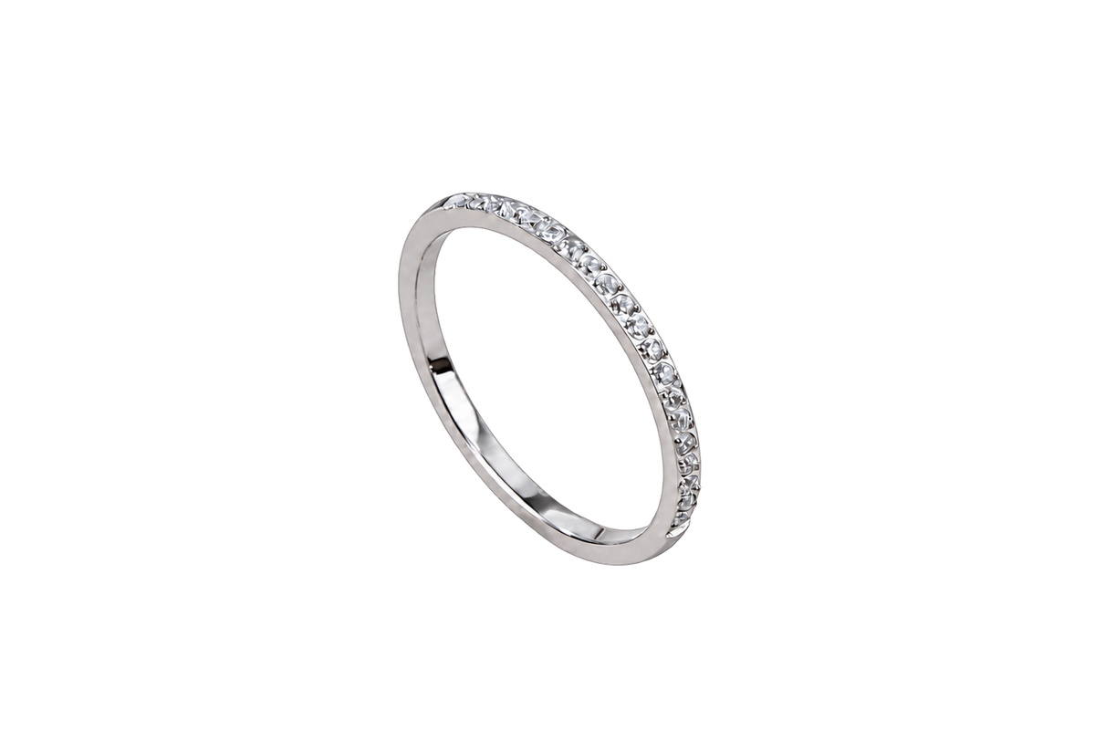 18K Gold Plated Tennis Ring in silver | Jewelique UAE