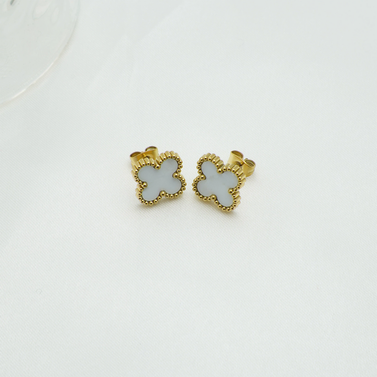 18K Gold Plated VC Earrings in dark red | Jewelique UAE